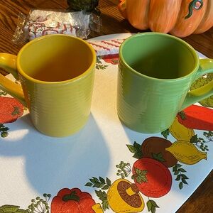 Set of Royal Norfolk Santa Fe Lime green and Santa Fe Yellow 12 oz coffee cups